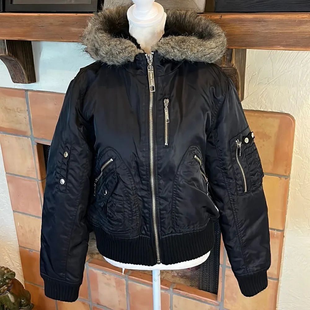 Point Zero Nicole Benisti water/wind resistant puffer bomber jacket, M!